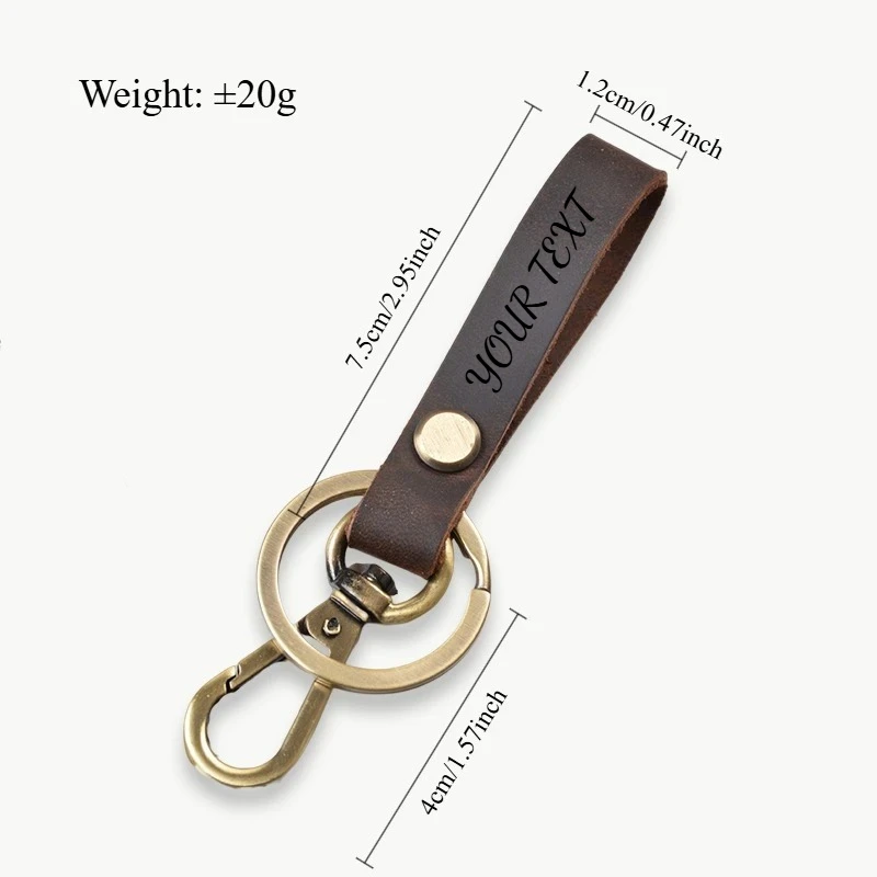 

Custom LOGO Genuine Leather Keychain with Belt Loop Clip Laser Engrave Name Text Personalized Key Chain Women Men Gift
