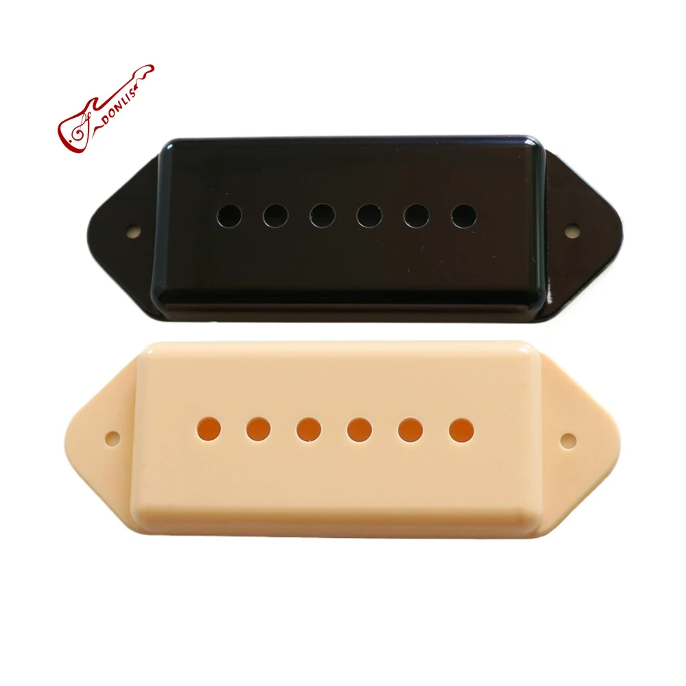 Donlis 2 piezas de cubierta de pastilla de guitarra D90 con oreja de perro de estilo abierto 50/52 mm P90 en colores negro marfil