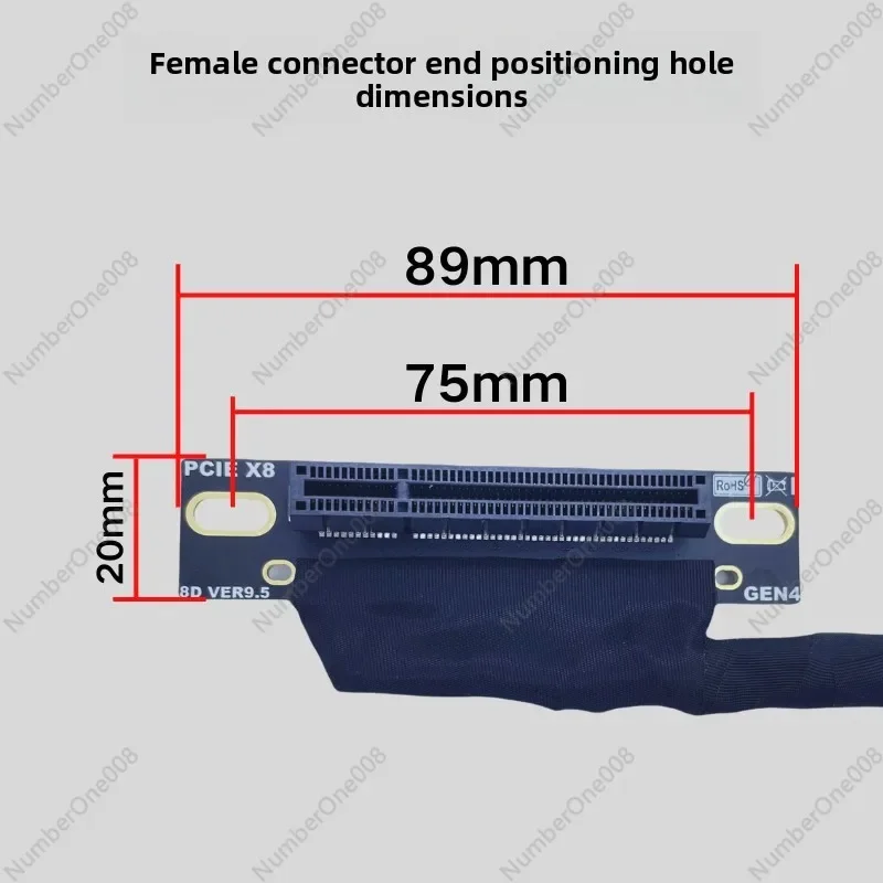 PCIe 4.0 X8 Braided Shielded Extension Cable, 16Gbps High Speed Riser for GPU Card & AI Server Internal Link