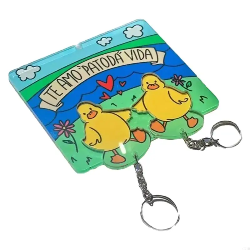 C71D Adorable Duck Keychain Set Stylish Couple Bag Pendant Decoration Duckling Key Chain Ornament for Anniversaries and Dates