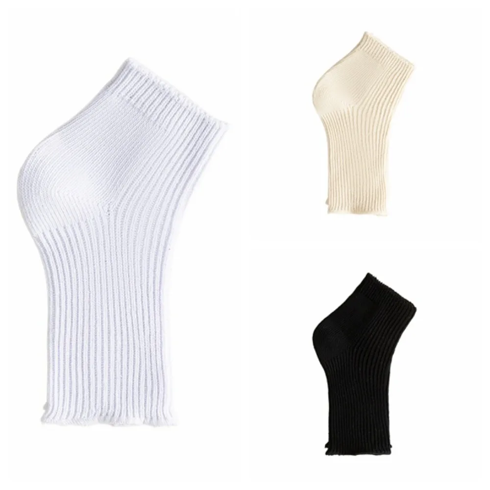 

3Pairs Casual Knitted Bare Toe Socks Simple Anti-slip Short Tube Socks Hosiery Solid Color Mid-calf Socks Women Lady