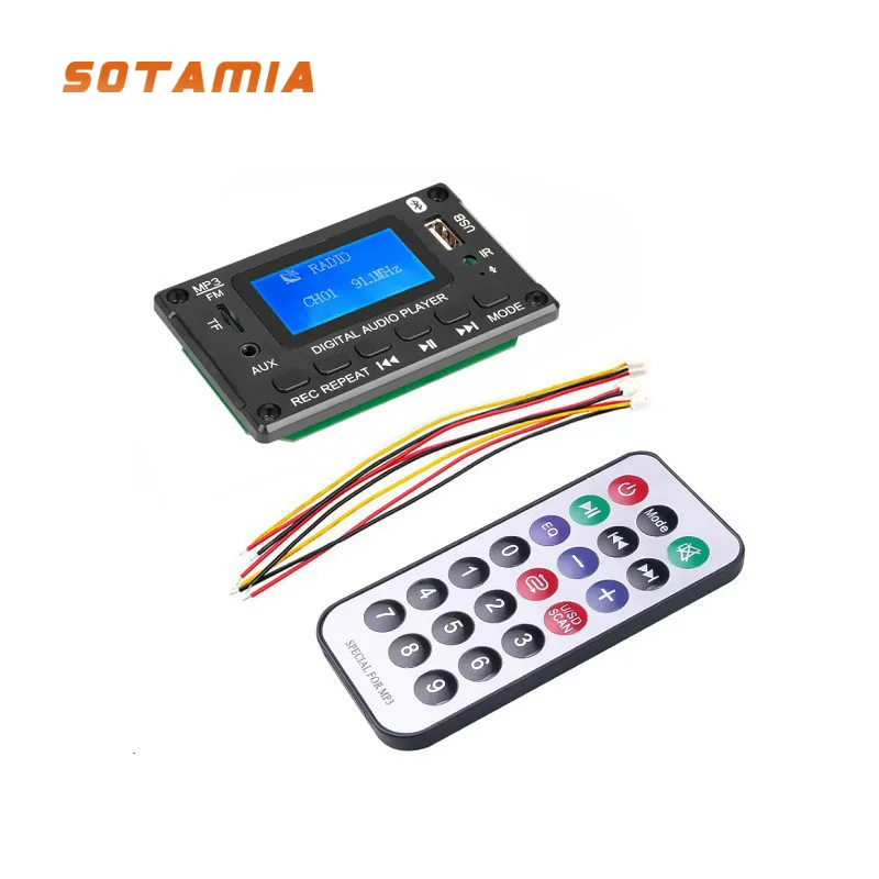SOTAMIA 12 فولت LCD MP3 فك مجلس بلوتوث 5.0 استقبال الصوت WMA WMA FLAC APE ضياع فك USB TF FM مع عرض كلمات