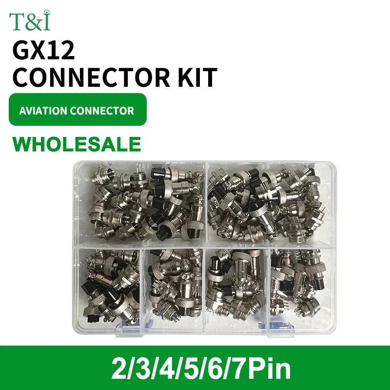 

GX12 KIT 2 3 4 5 6 7P Nut type Male&Female Aviator Aviation Plug Socket CircularElectric Wire Panel Connector set