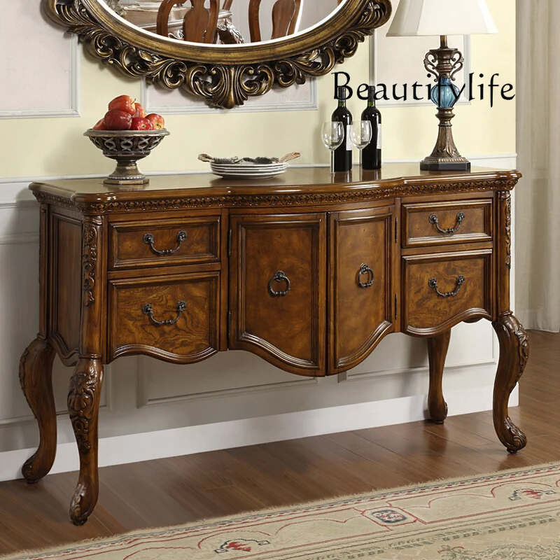 

European solid wood entrance table American side cabinet living room foyer decoration designer style high sense