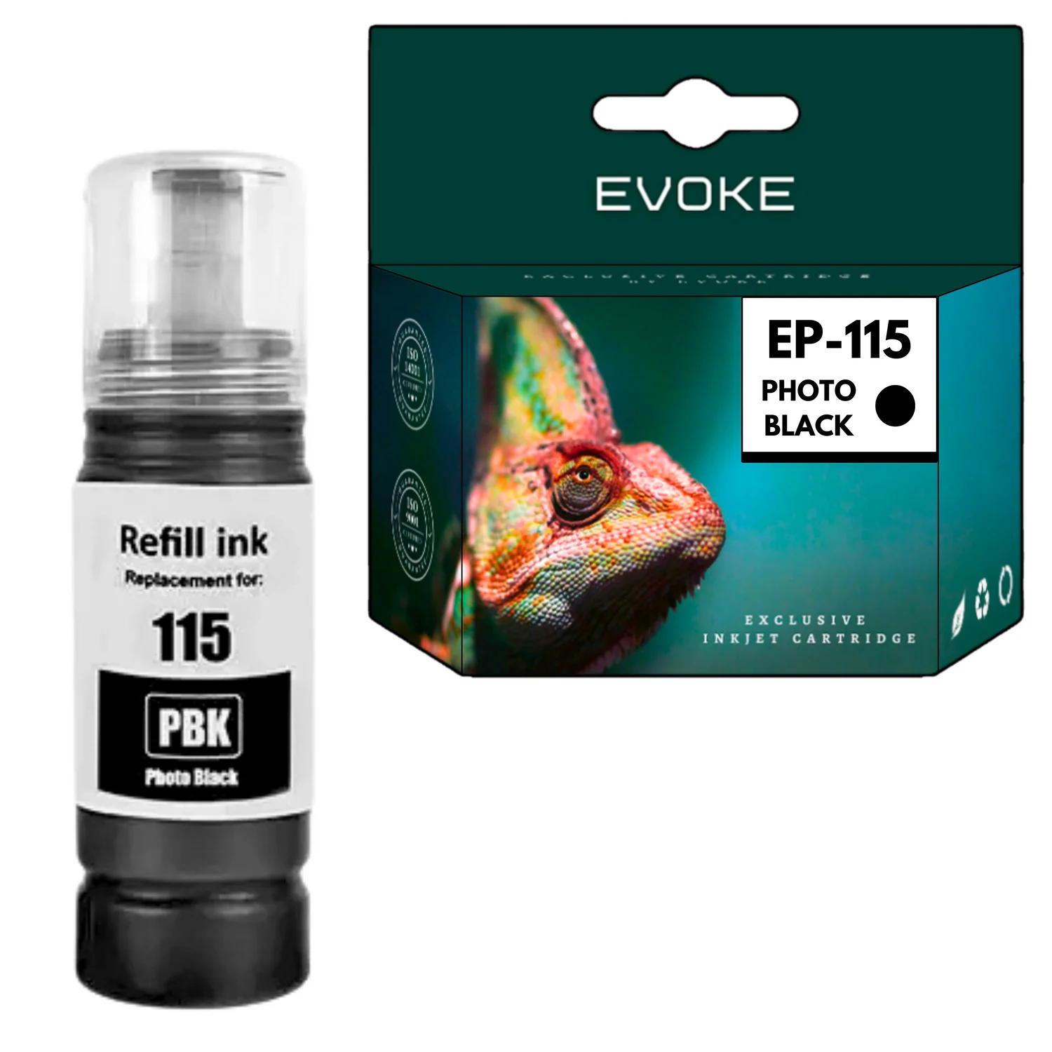 Evoke Compatibele Inkt voor Epson 115 C13T07D14A Zwart Foto 6200 Pagina's Ecotank L8160 L8180