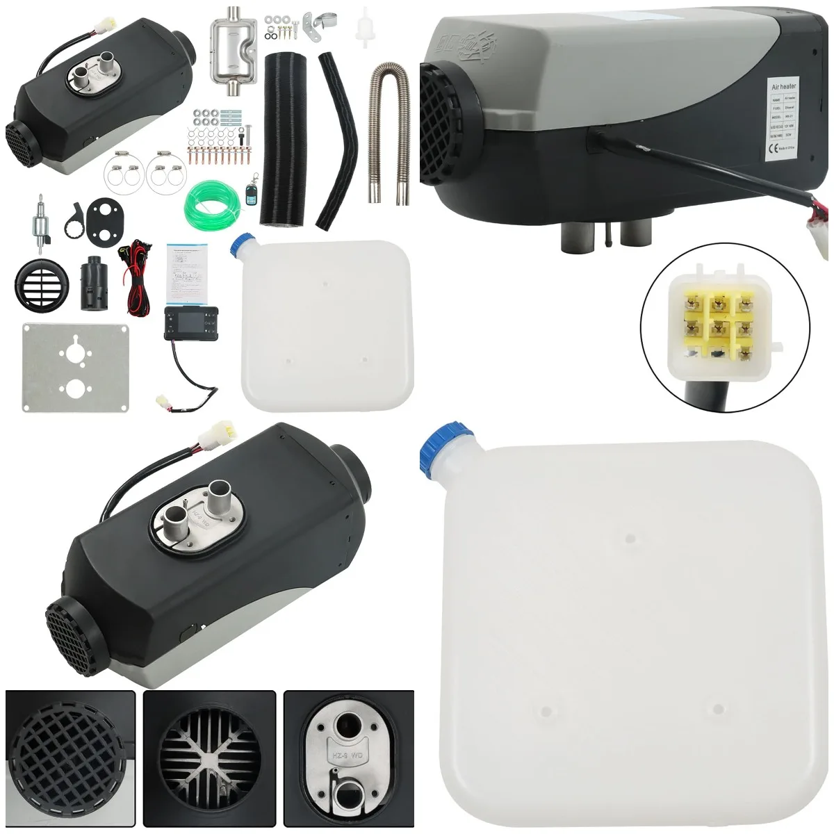 

White & Black 12V 5KW Split Air Heater with LCD Remote for Car Truck RV Boat Trailer