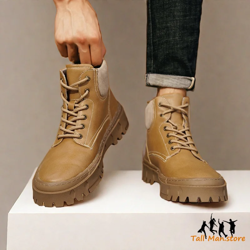 Men Ankel Boots Height Increase Insole 6cm Man Elevator Shoes Outdoor Plus Size 38-48