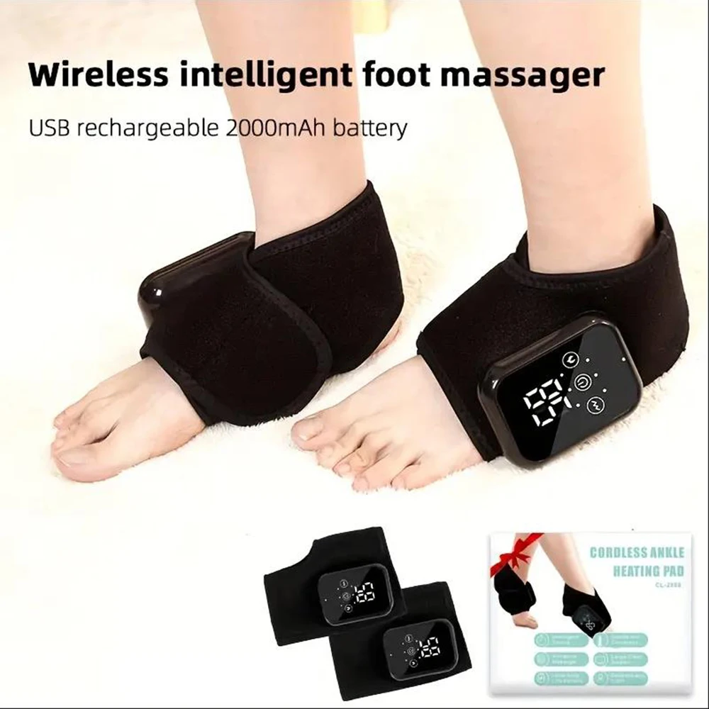 Masseur de pieds électrique, Relaxation par Vibration, masseur de cheville, compresse chaude, attelle de cheville, Support d'entorse articulaire, Protection de la cheville