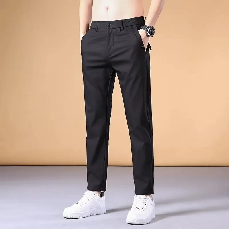 Pantalon d\'été fin et décontracté pour homme, coupe pleine longueur, mode coréenne, fjfor Four Seasons