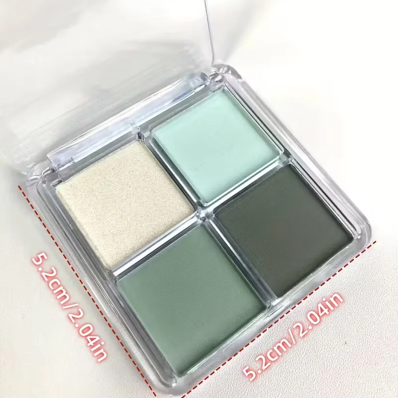 4 色グリーンアイシャドウトレイ低彩度パレットマット韓国アイメイク顔料アイシャドウトレイ持続アイメイクパレット