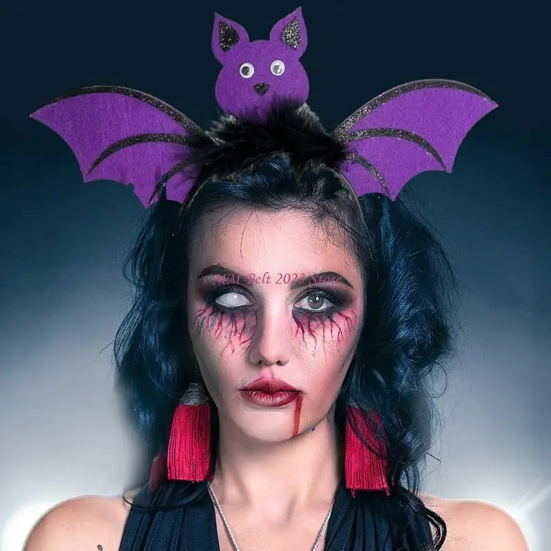49ME – bandeau en forme d'aile chauve-souris pour enfants adultes, bandeau pour femmes, SPA, cerceau pour cheveux, prise