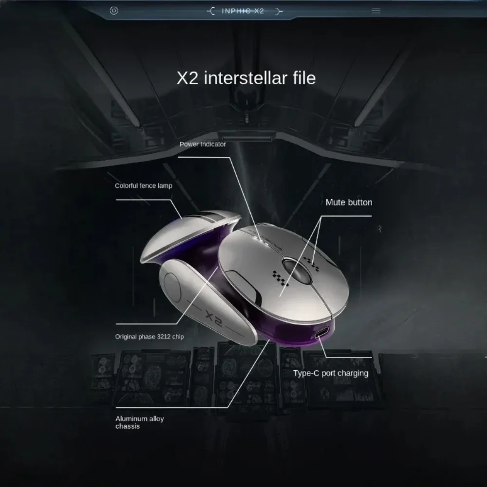 

Inphic X2 Suitable For Office Use Triple Mode Wireless Mouse Charging Mouse Backlight Gaming Mouse Metal Bluetooth Silent Gifts