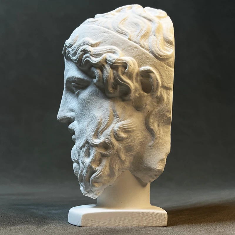 Roman art. Imperial era. Head from herm.  1st-2nd century. Copy of a Greek herm   Desktop plaster vintage sculpture gift