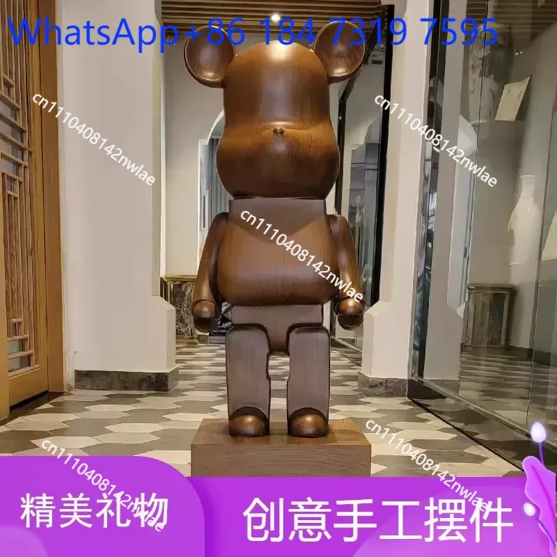American Walnut Bear Piggy Bank Floor Ornament Simple New Chinese Style Living Room TV Cabinet Decoration - view 2