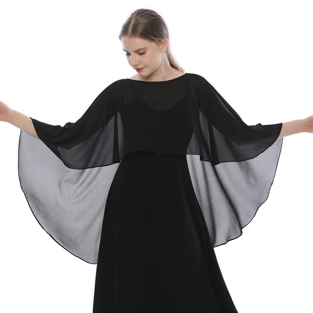 2024 Women Chiffon Capes Shawl Ladies Evening Wedding Cape Shrug Lady Bridal Lightweight Long Shawl and Wraps Dress Cover Up