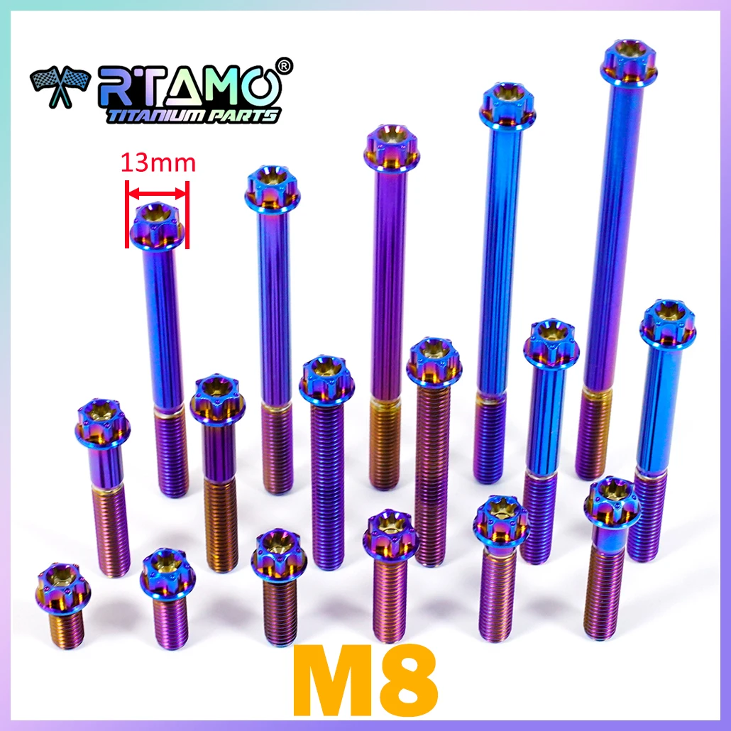 RTAMO Gr5 Titanium Bolt M8x15-120 Torx Head Flange Screw Bolt for Motorcycle Modification (1pc）