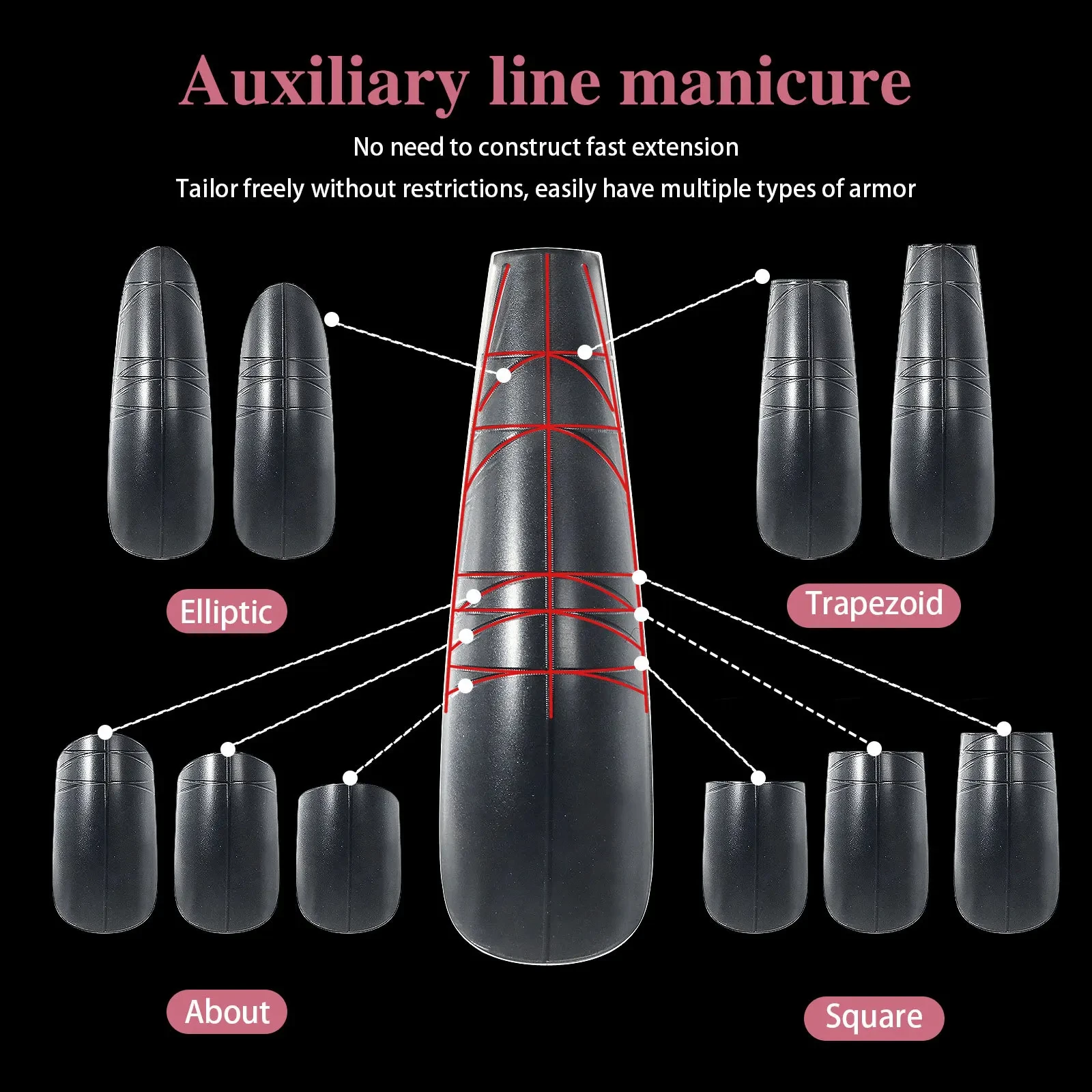 330 Stück Sarg/Stiletto Nagels pitzen mit Führungs linie volle Abdeckung matte weiche Gel spitzen für Verlängerung multifunktion ale Presse auf Nägeln