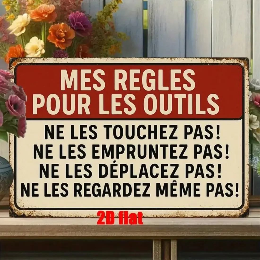 Classic French-Style Workshop Two-Dimensional Metal Plaque—Vintage Tool-Themed Iron Plaque, Country-Style Wall Decoration, Suitable for Garages, Barns, and Repair Shops