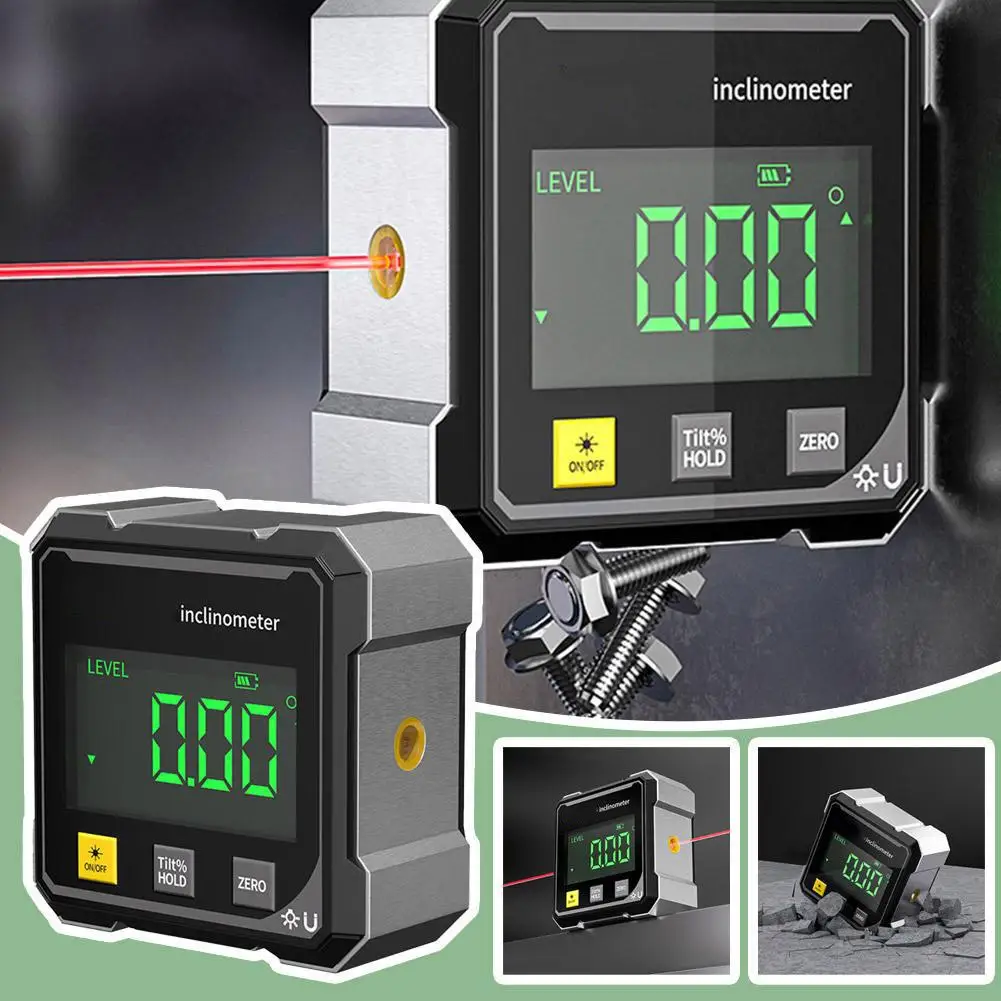 Slope Measurement Laser Level Precision Digital Laser Inclinometer Woodworking Digital Angle Measuring Instrument with Magnetic