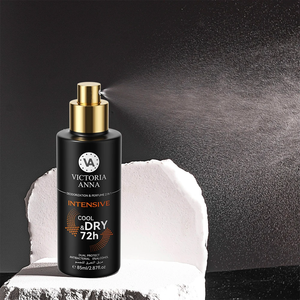 TORIA ANNA-Spray anti-transpirant pour homme et femme, 72 heures, garde au sec, dépistolet ant portable, vaporisateur de rosée, parfum frais, odeur, 85ml