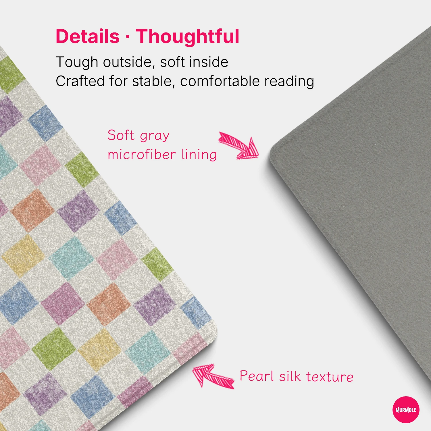 Etui Magnetyczne Murmole Floral Grid Plaid do Bigme B6 6" Ultra Slim Frameless Cover Bez Tylnego Panelu, Ochronne Etui Folio — zdjęcie produktu 6