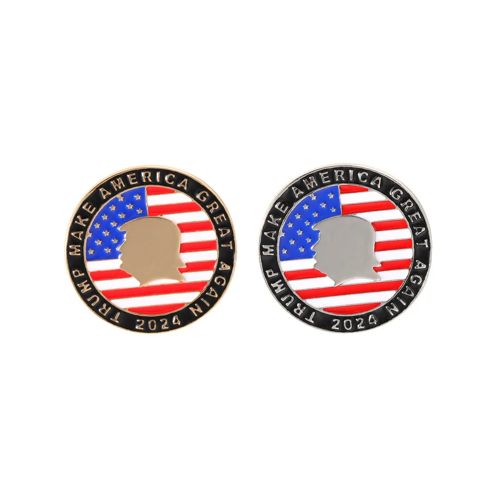 American Flag Brooch USA Independence Day Commemorative Portrait Badge Circular Drip Metal Pin Creative Gifts for Women Men Kids