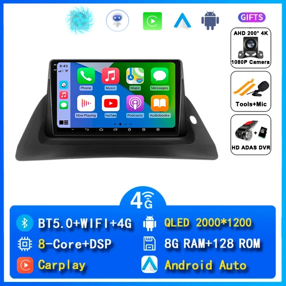 Voor Renault Kangoo 2008-2018 2 Din Android 15 Autoradio Multimedia Speler Carplay Autoradio Stereo GPS IPS 2K QLED 4G Head Unit