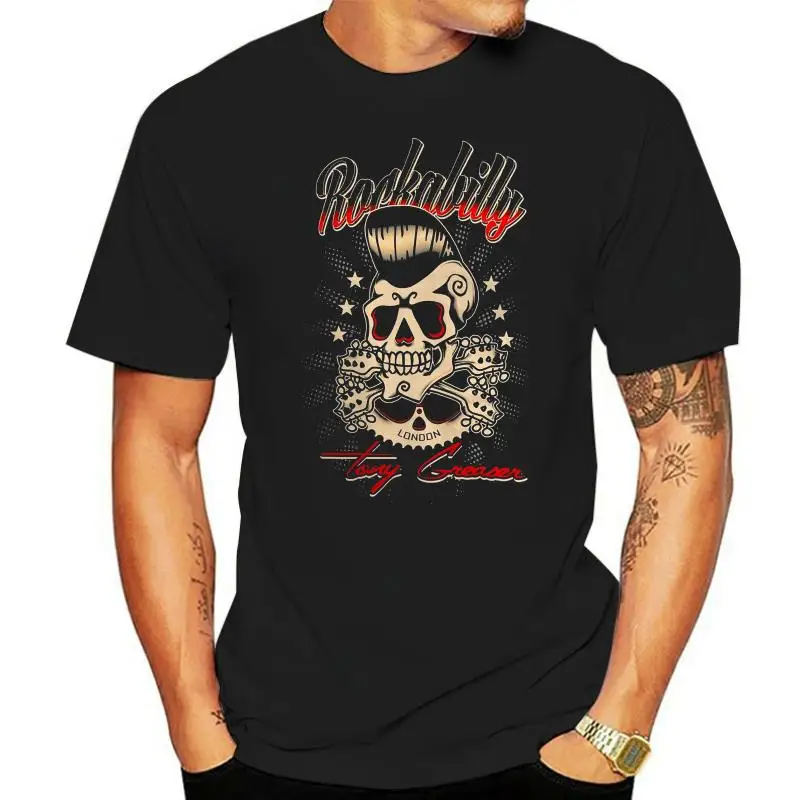 In Summer of 2022 Pop Cotton Man Tee Rockabilly Greaser Skull Vintage Men T-Shirtfunny Tee Shirts