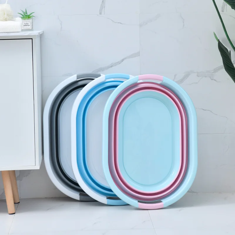 Foldable Laundry Basket Plastic Space-saving Dirty Clothes Collapsable Laundry Basket with Handle