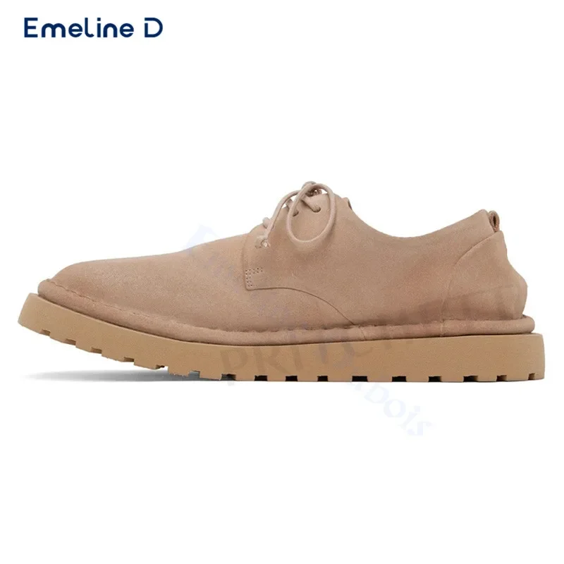 Solid Color Suede Lace-Up Casual Shoes Soft Slip-On Style Personalized Daily Shoes Large Size Comfortable Men's Shoes