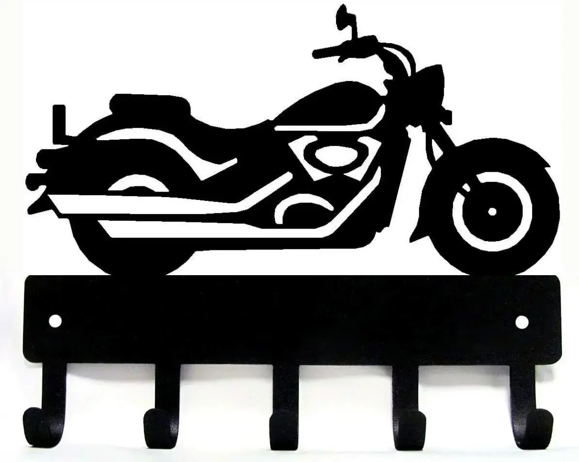 Cruiser Motorcycle Motorbike #12 Key Rack Hanger - 9 inch Wide Metal Wall Art Towel Holder for Bathroom, Organizer，Storage rack