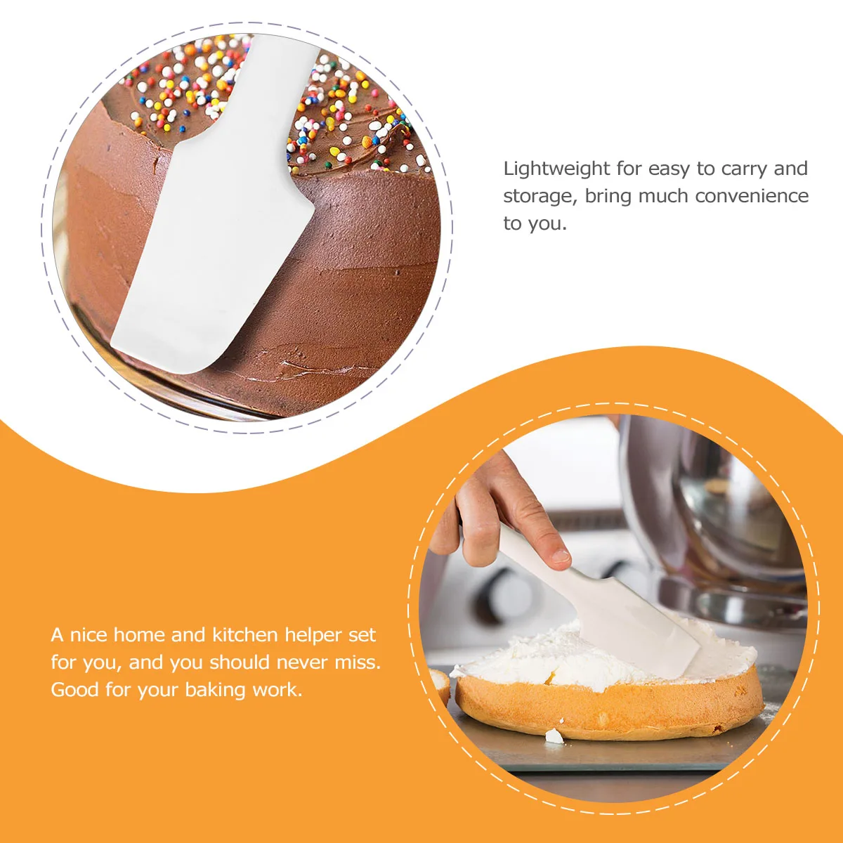 

Silicone Scraper Spatula Baking Tool Lightweight Ergonomic Kitchen Utensil Cream Food Storage Convenient UseCake Decorating