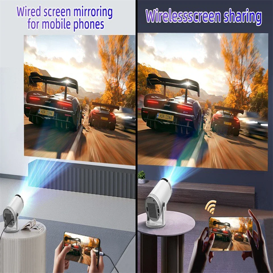 جهاز عرض KaiAqua 4K Wifi6 الجديد HDMI 260 ANSI Dual WIFI Allwinner H713 BT5.0 1280*720P سينما منزلية خارجية محمولة FY300 Pro