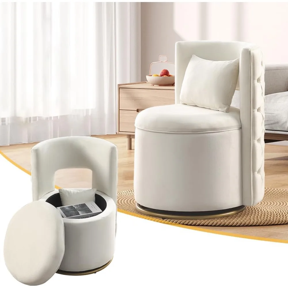 

Swivel Accent Chair,Velvet Round Storage Sofa Club Upholstered Barrel Modern Arm Chair for Nursery, Living Room, Hotel, Bedroom