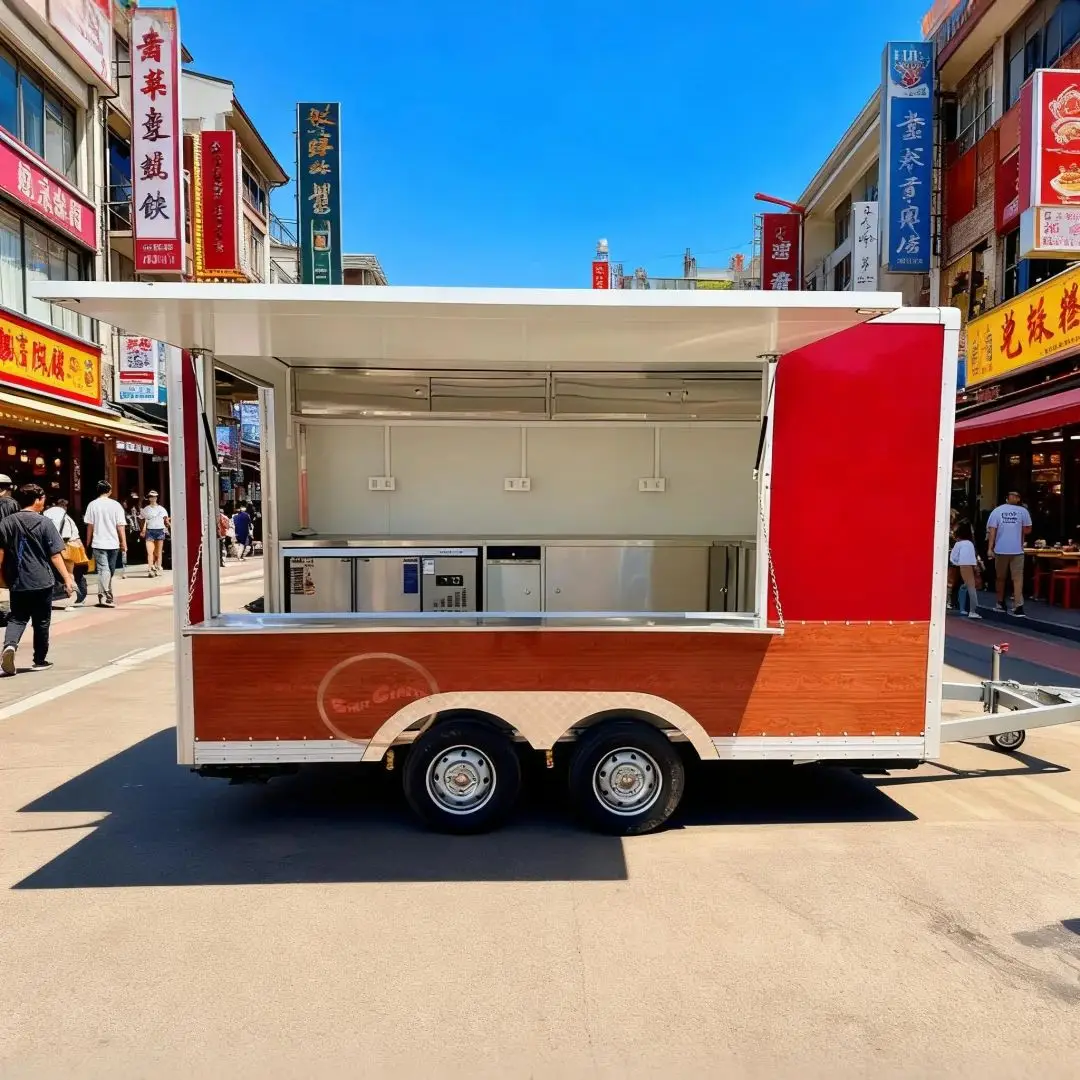 

Outdoor Food Trailer for Campuses And Scenic Spots Flexible Mobile Vending Cart Convenient Operation Cart for Snacks And Drinks