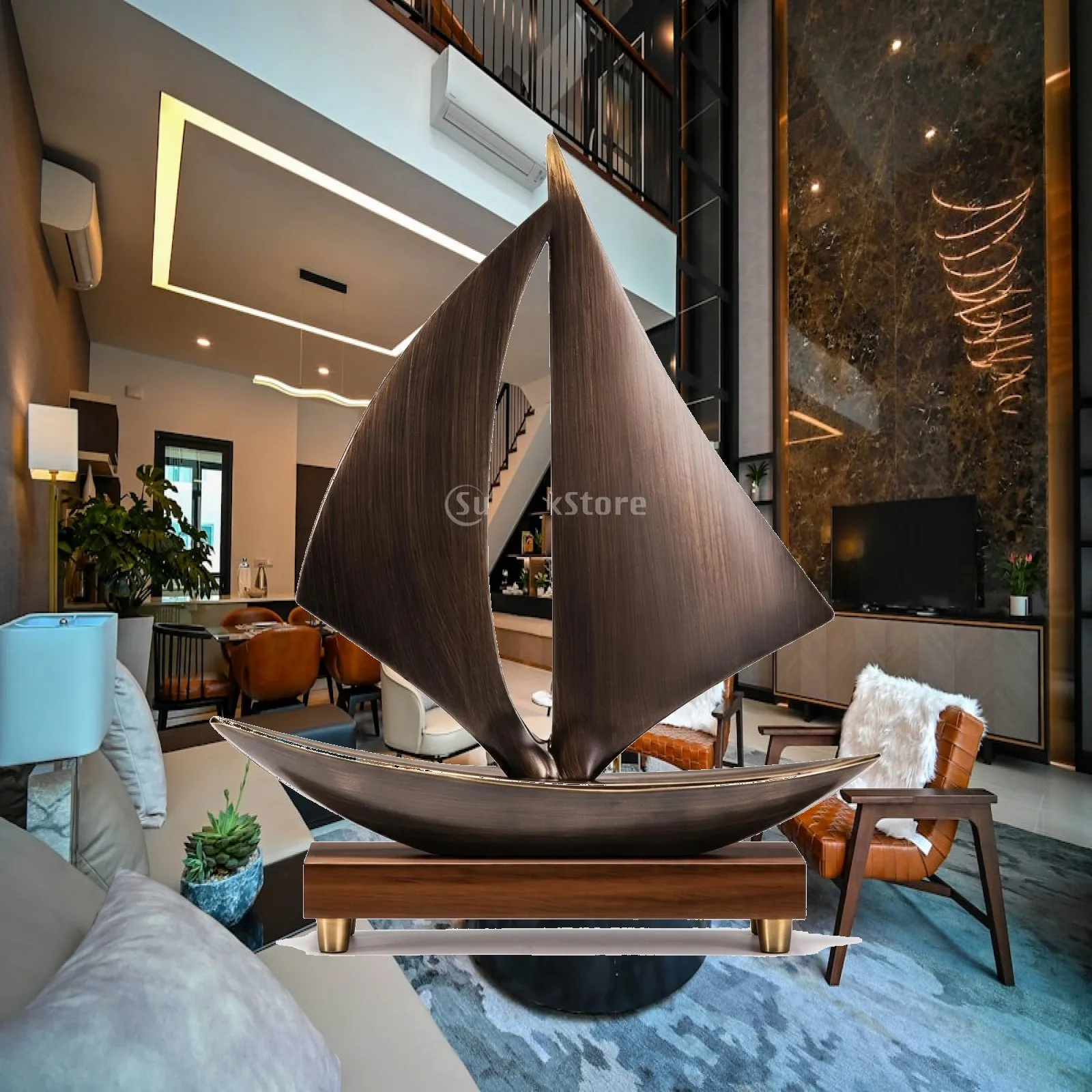 Elegant Decorative Ship Replica Minimalist Sailboat Wooden Decor Modern Art Tabletop Ornament for Luxury Decoration Home