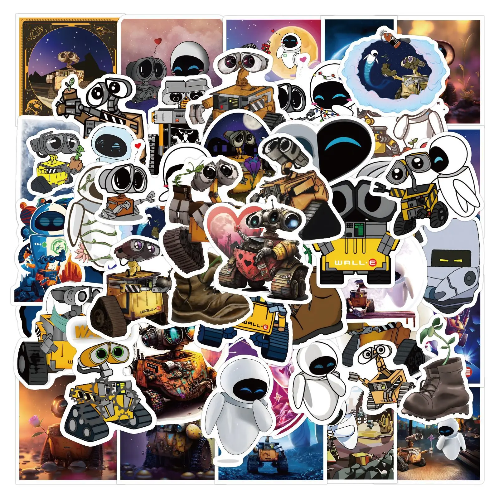 10/30/50PCS Pixar Animation Wall E Stickers Disney Cartoon Sticker Scrapbook Laptop Guitar Car Bike Skateboard Decals Kids Toys