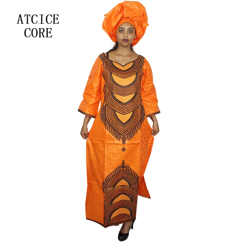 African Dresses For Women African Bazin Embroidery Dresses Long Dresses With Scarf