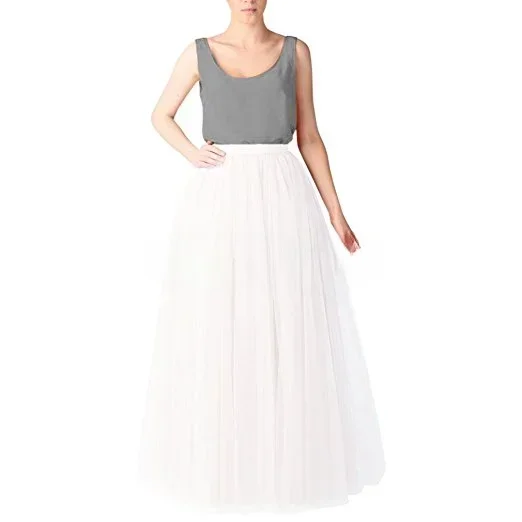 New Long Floor Length Tulle Tkirt 4 Layers Fashion Dance Tutu Skirts Womens Puffy Skirt Petticoat  Party Skirts 6610