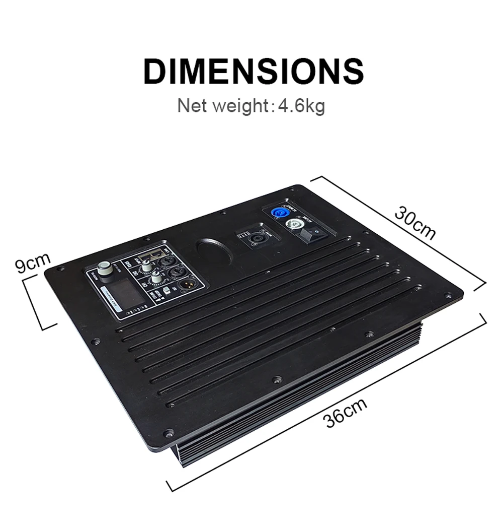 Amplificador de potencia digital profesional SenMicre PDA4800+CQ380 de 4 canales y 800 W con DSP de 96 KHz, módulo amplificador de altavoz activo de 2 entradas y 4 salidas, placa amplificadora de subwoofer