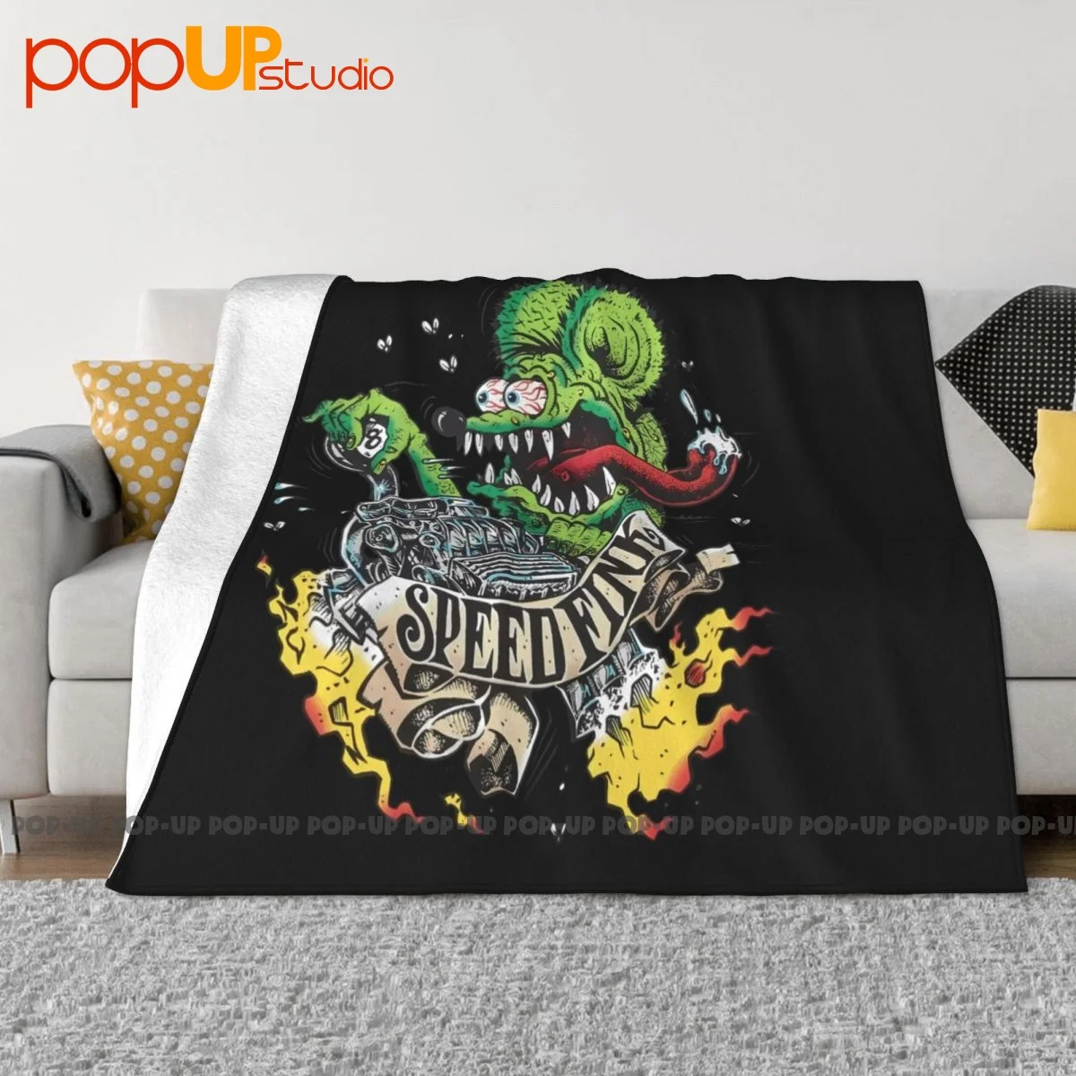 Ed Big Daddy Roth Rat Fink Speed Fink Engine Blanket Autumn Bedding Plus Velvet Sofa Dedicated Mechanical Wash