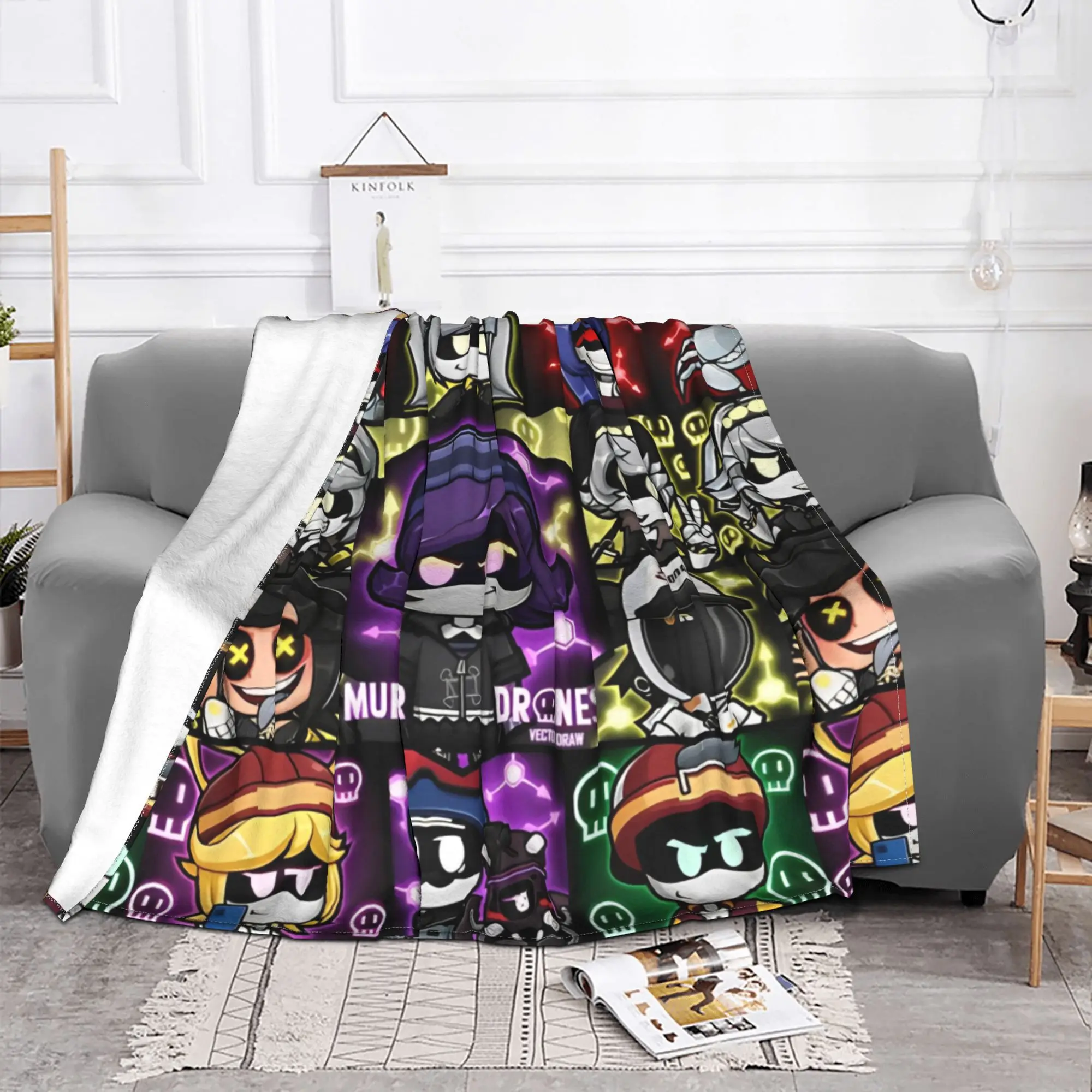 Cartoon Murder Drones Anime Blanket Flannel Summer Autumn Winter  Breathable Ultra-Soft Throw Blanket for Bed Travel Rug Piece