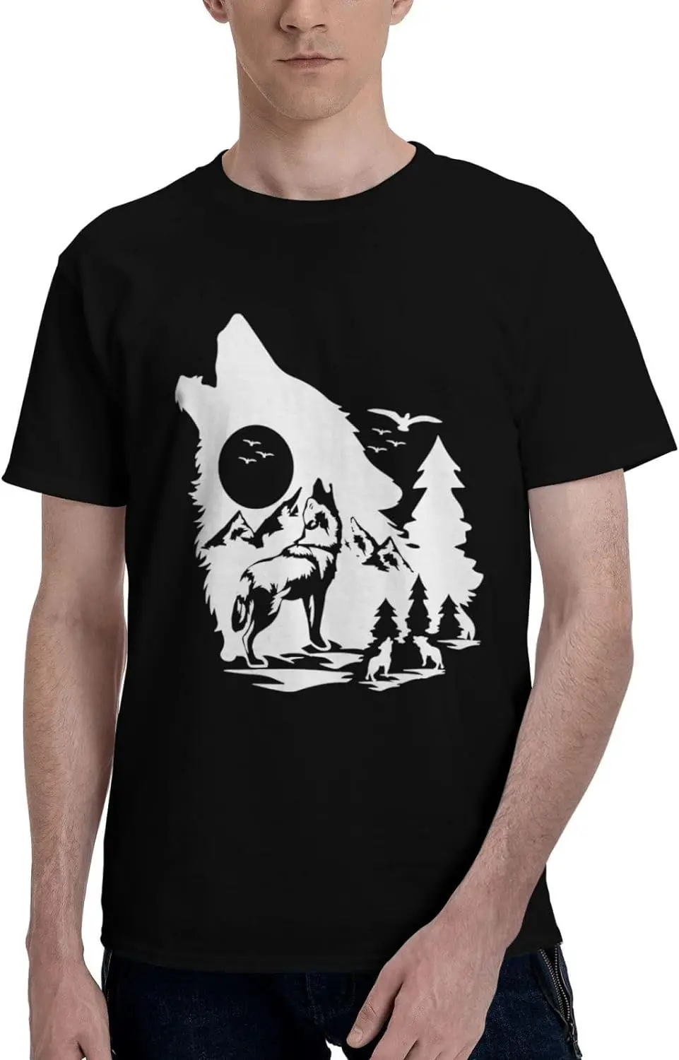 Howling Lone Wolfs Mens Performance Cotton Short Sleeve T-Shirt