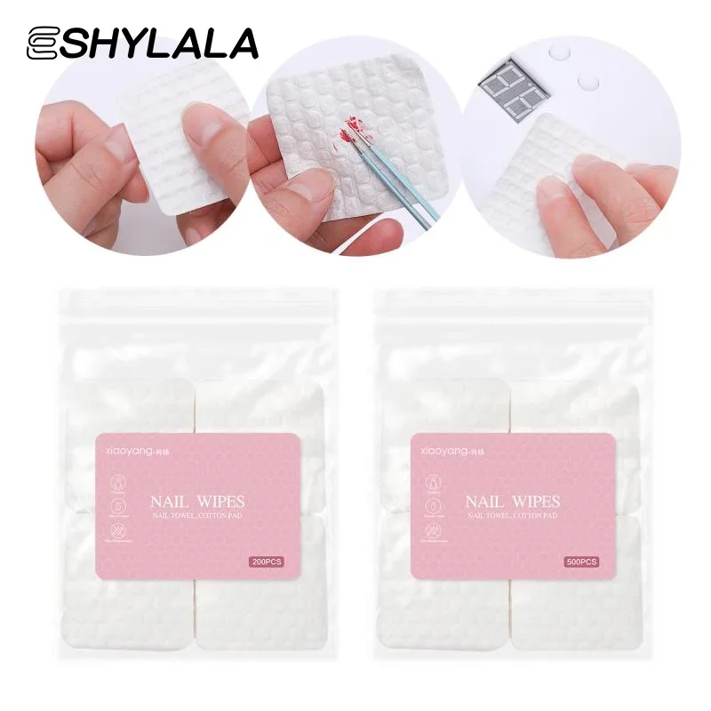 200/500 Pcs Nail Cotton Polish Remover Gel Clean Manicure Napkins Pedicure Lint-Free Wipes Cleaner Paper Pads Manicure Tool