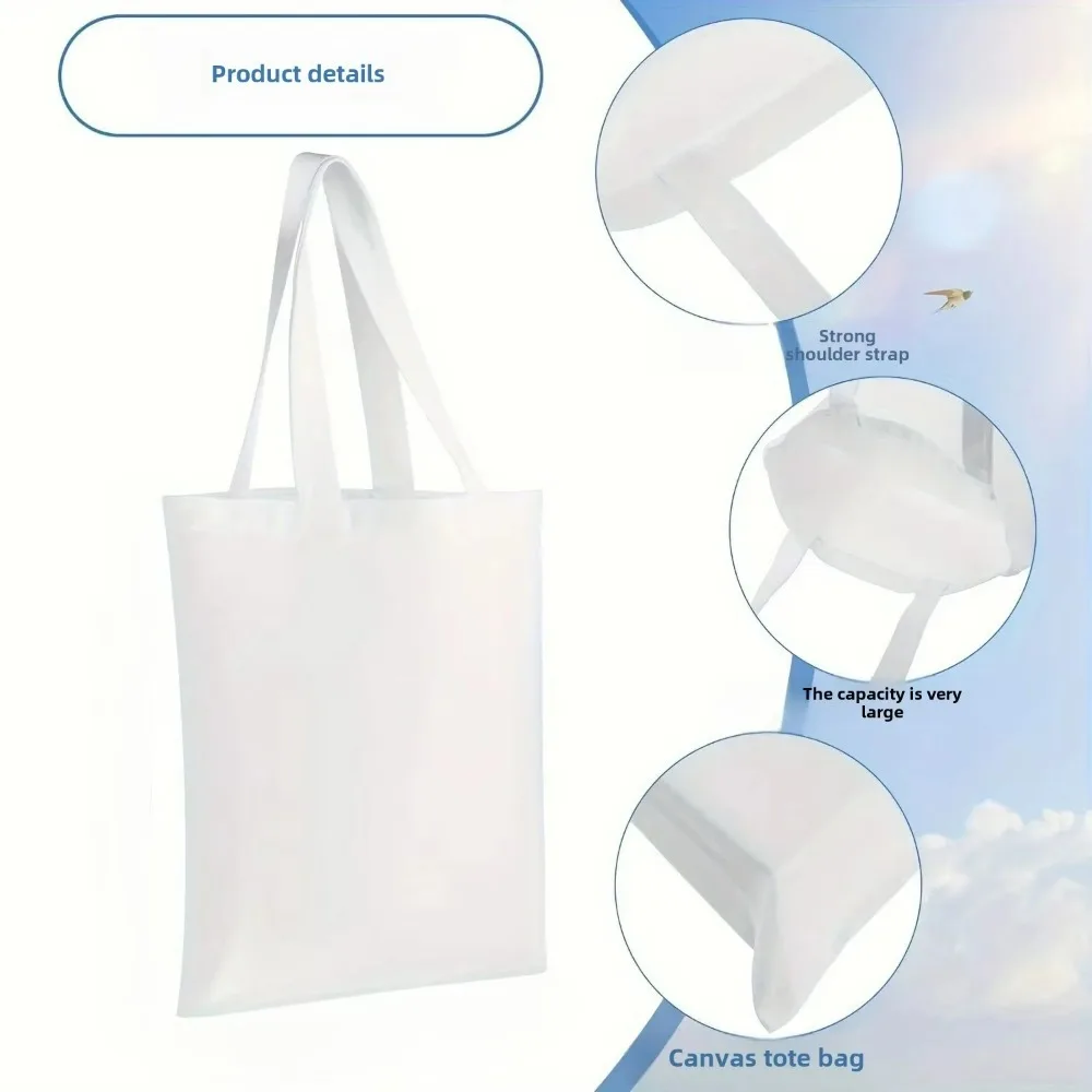 Cute "Bee Happy" Honey Bee Cartoon Canvas Tote Handbag Positive Vibes Bee Lover Reusable Versatile Bag for Women Men Daily Use - view 5