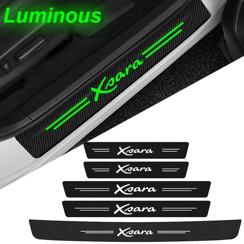 Luminous Car Door Sill Protector Plate Rear Trunk Bumper Threshold Stickers for Citroen Xsara Logo Picasso Sega DS1 Accessories