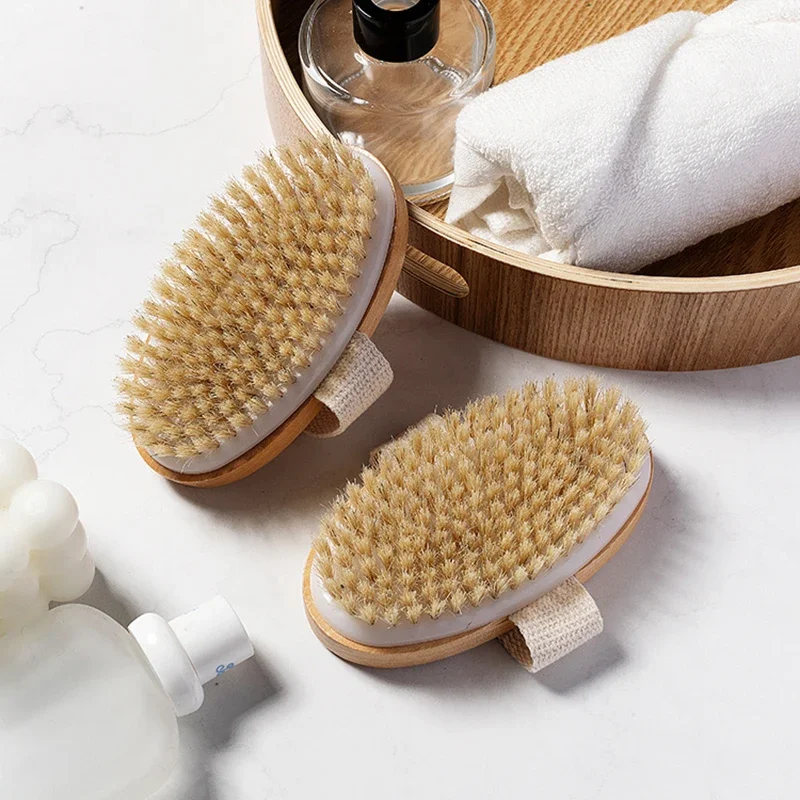 Natural  Bristle Brush Soft Wet Dry Skin Body SPA Brush Bath Massager