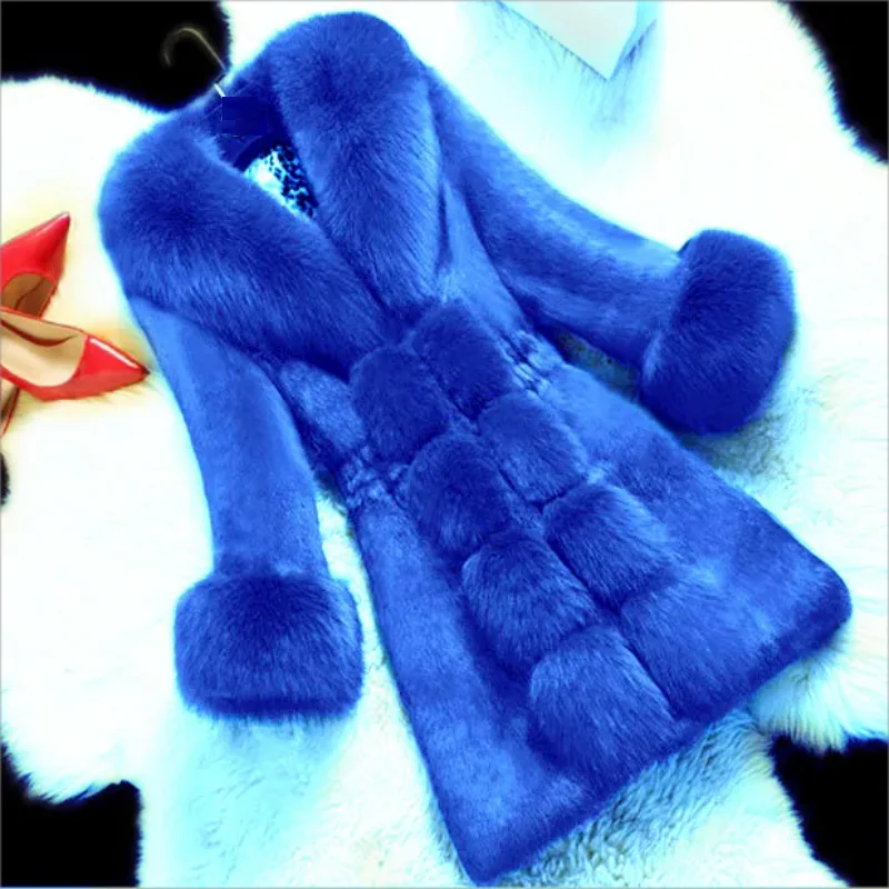 Faux Fur Coat for Women's Fashion High-end Faux Rabbit Fur Coat 2024 New Women's Coat Medium Length New Large Fur Collar Coat