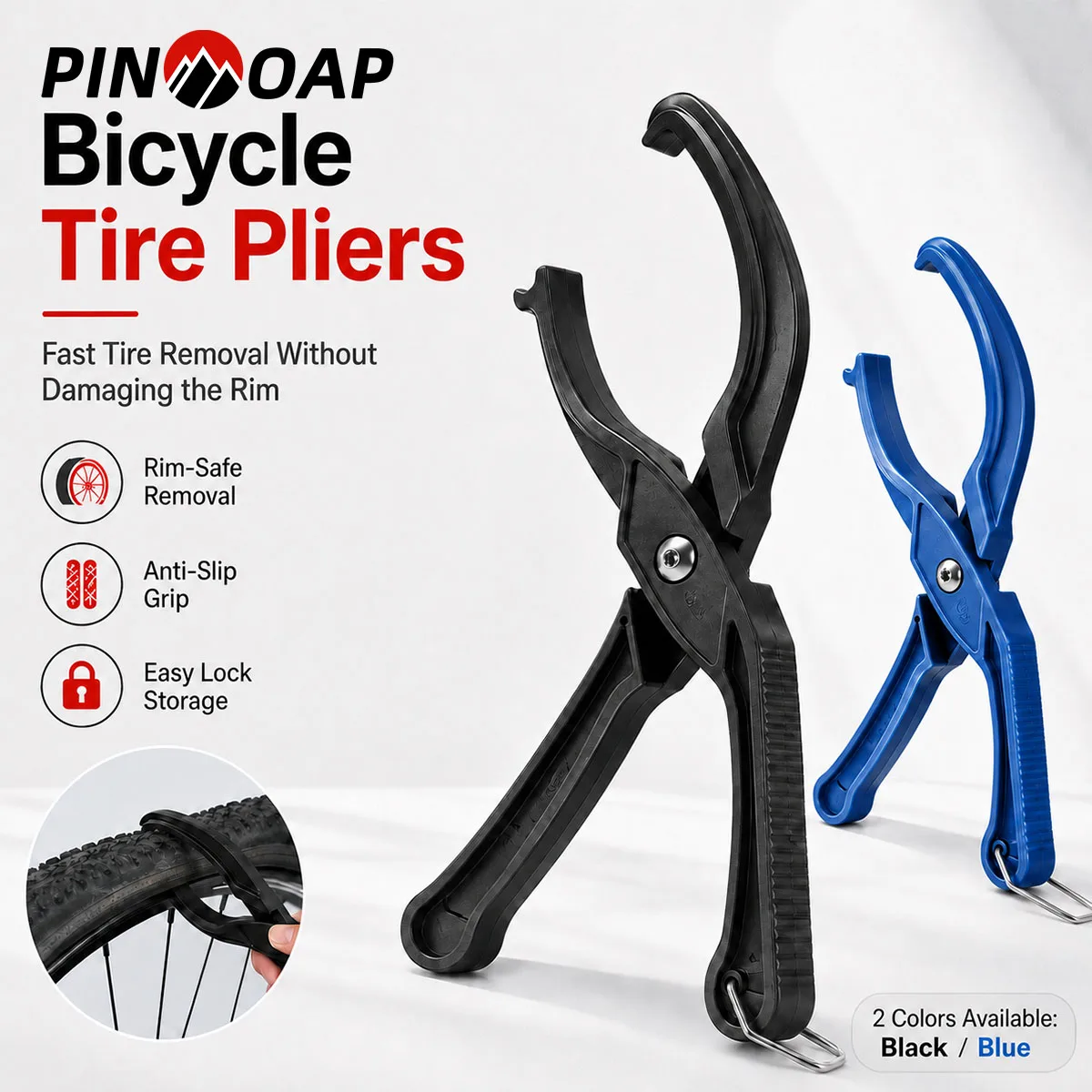 PINMOAP 1PC Bicycle Tire Bead Pliers Portable Bike Tyre Removal Clamp Tool for Mountain Road Cycling Inner Tube Replacement
