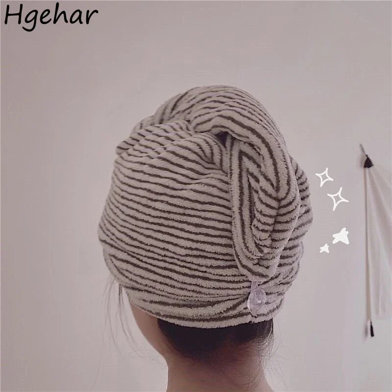 Striped Bamboo Fiber Hair Towel Bathroom Japanese Style Simple Washcloth Household  Cap Quick-drying Soft Absorbent Toalla